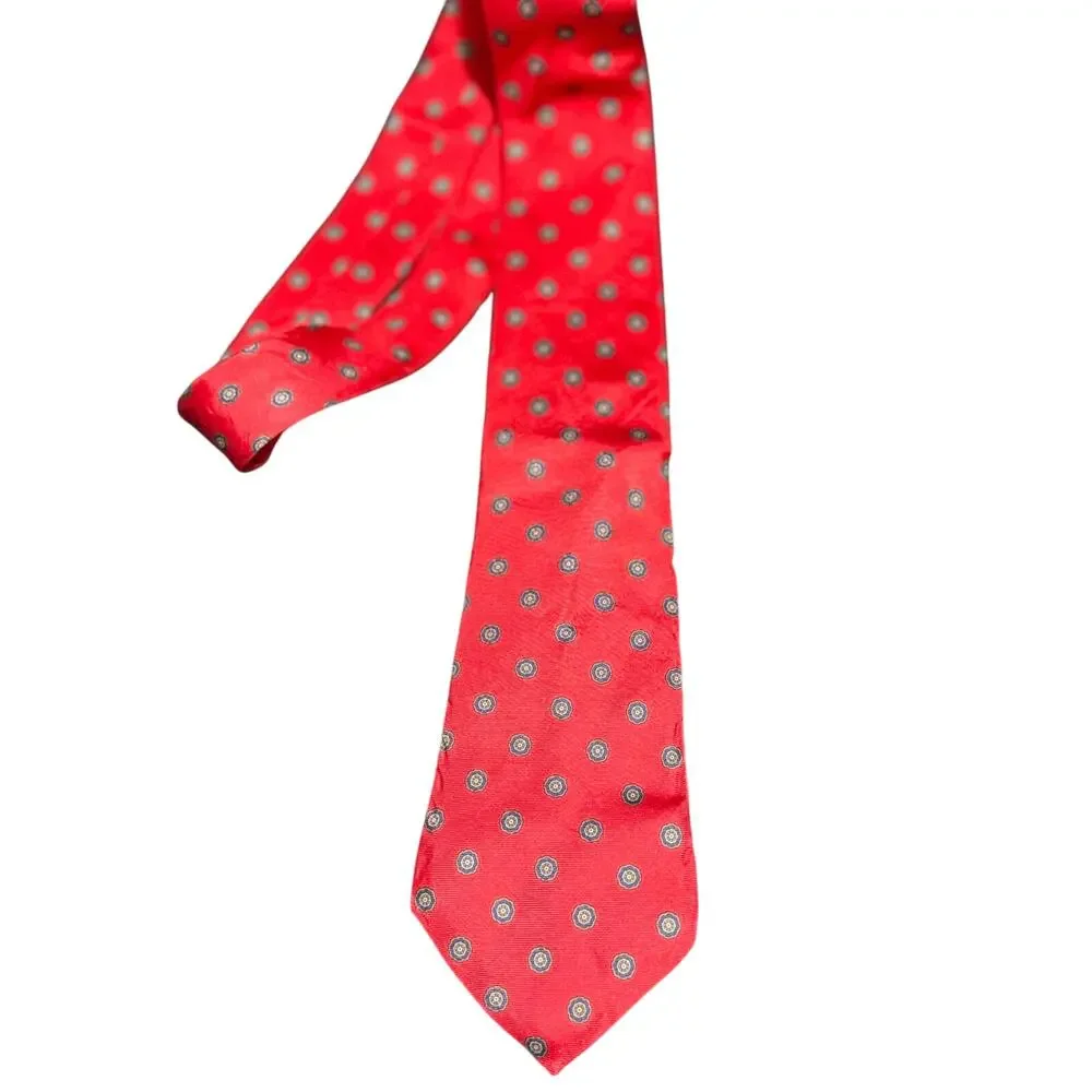 Vintage Pietro di Como Men's Red Patterned Necktie